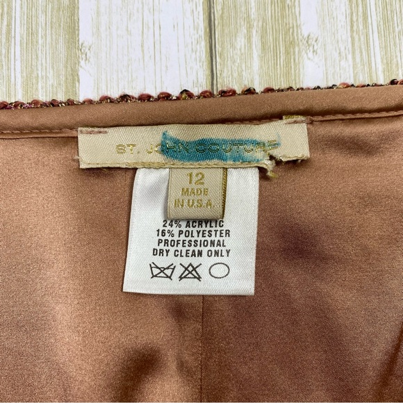 St. John Couture Wool Blend Tweed Rose Gold Pencil Skirt - Picture 4 of 5